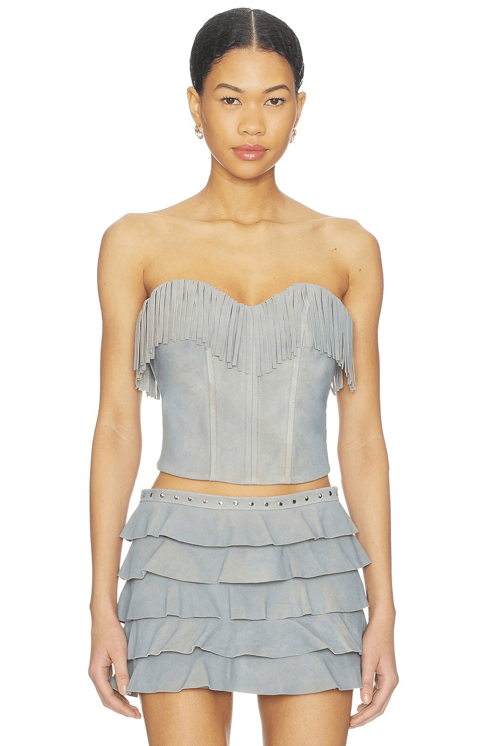 x REVOLVE Gianni Fringed Suede Bustier Top - Image 1