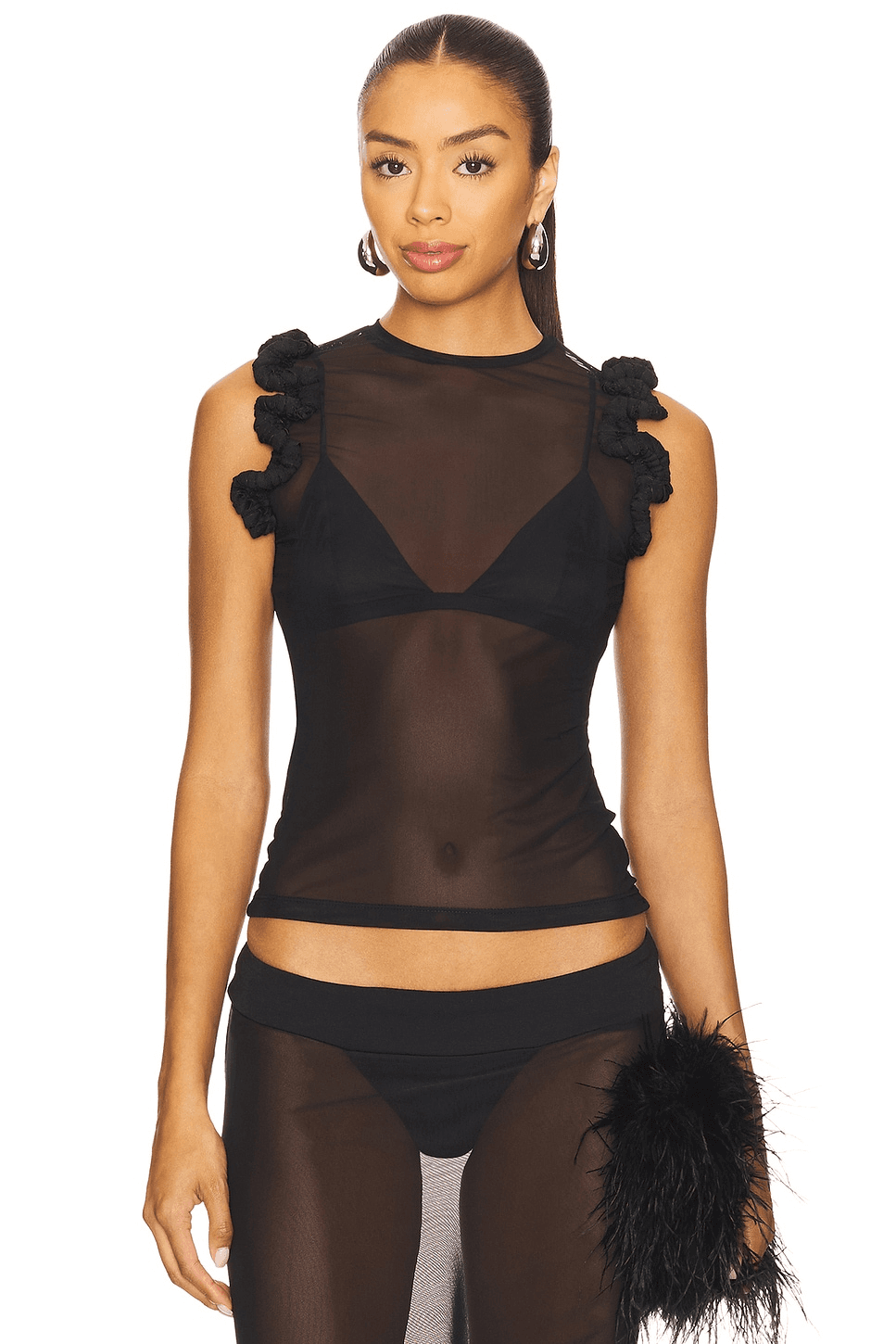 Mesh Ruffle Top - Image 1