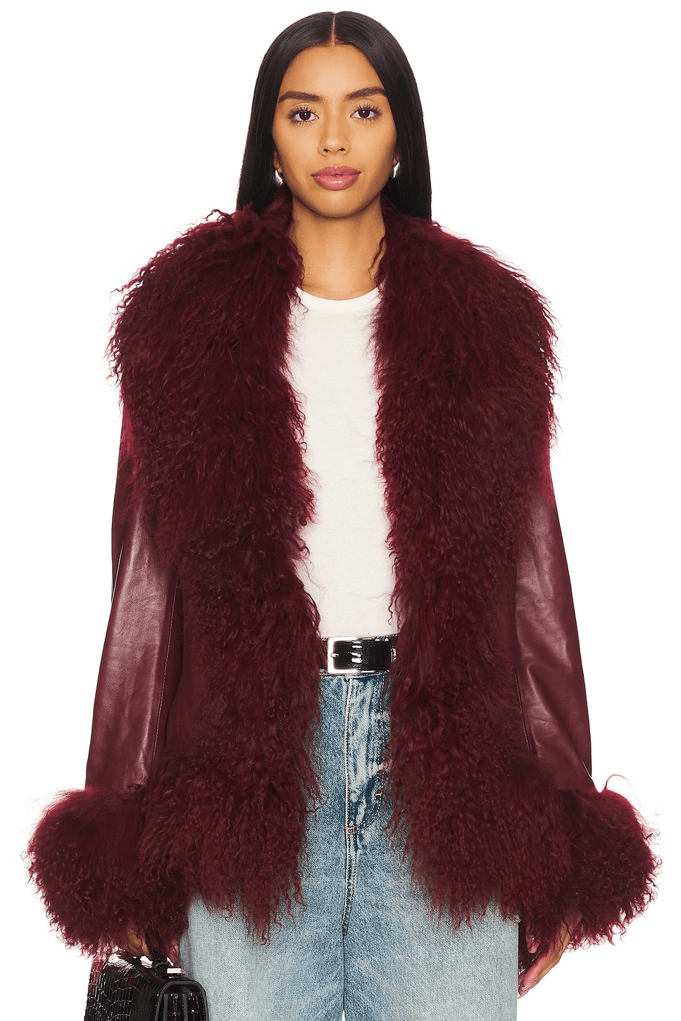 Dorothy Leather Coat With Fur Trim - Image 1