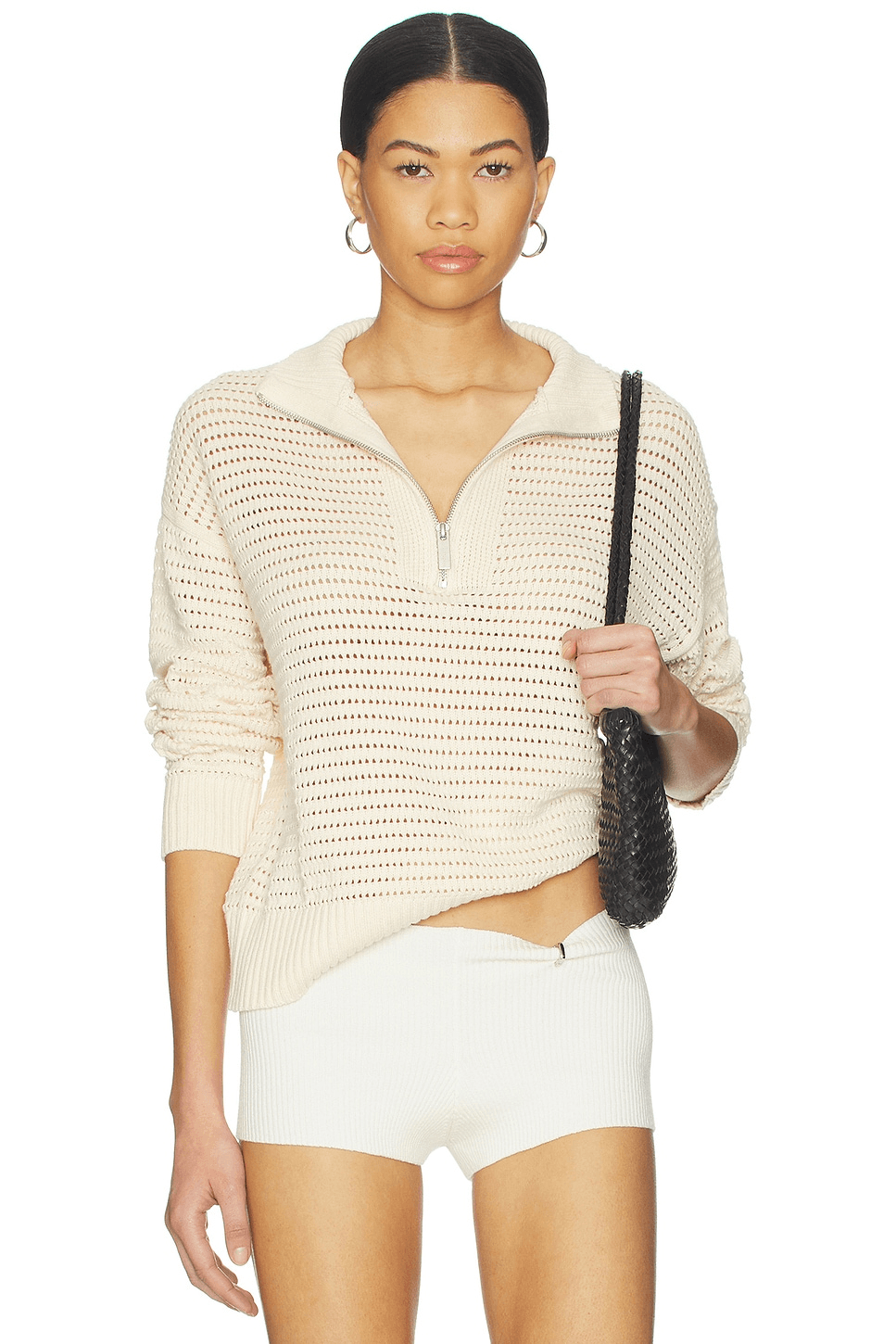 Open Knit 1/2 Zip Sweater - Image 1