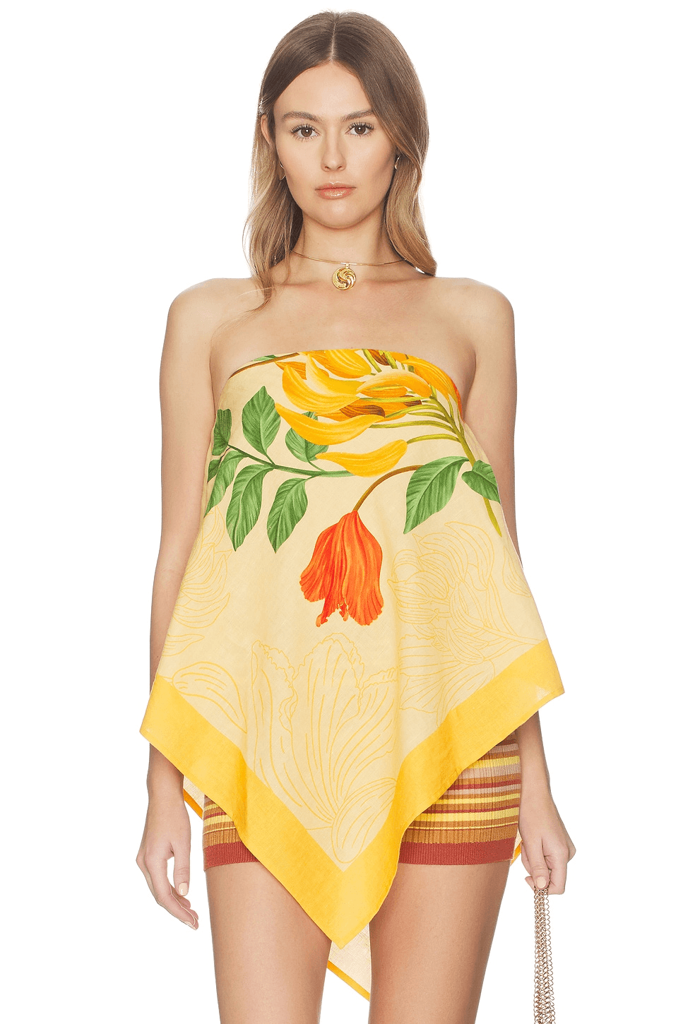 High-low Linen Scarf Blouse - Image 1