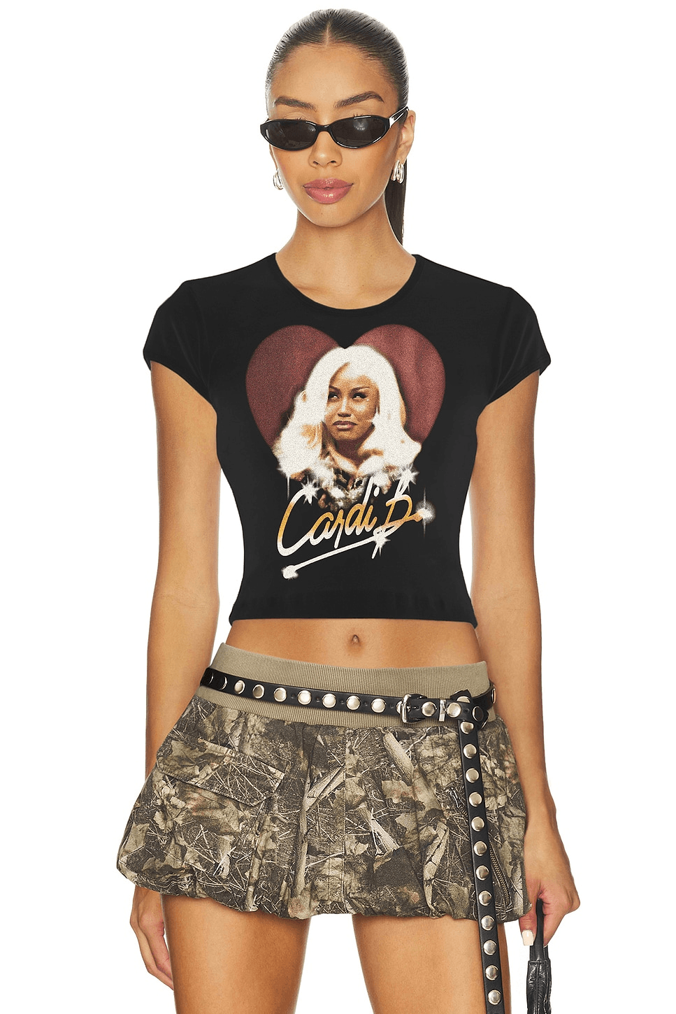 Cardi B Heart Tee In Black - Image 1