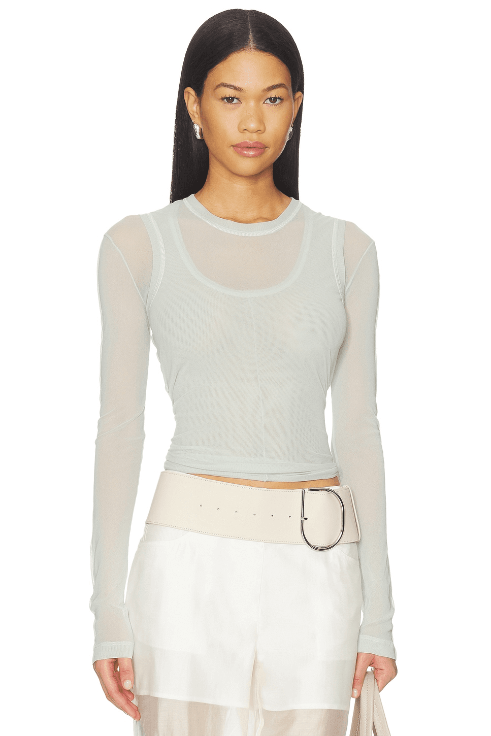Mesh Layered Long Sleeve Top - Image 1