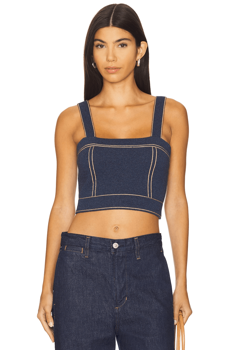 Cropped Top Stitch Tank Top - Image 1