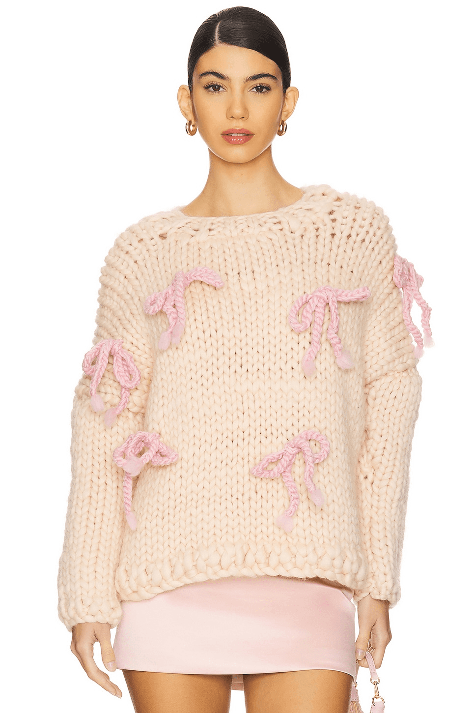 Cream Chunky Bow Sweater - Image 1