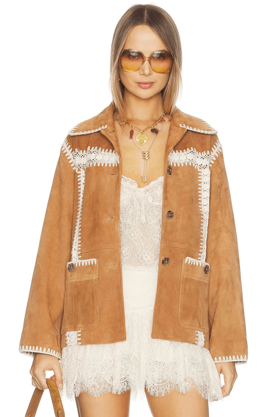 Irena Suede Jacket With Crochet - Image 1