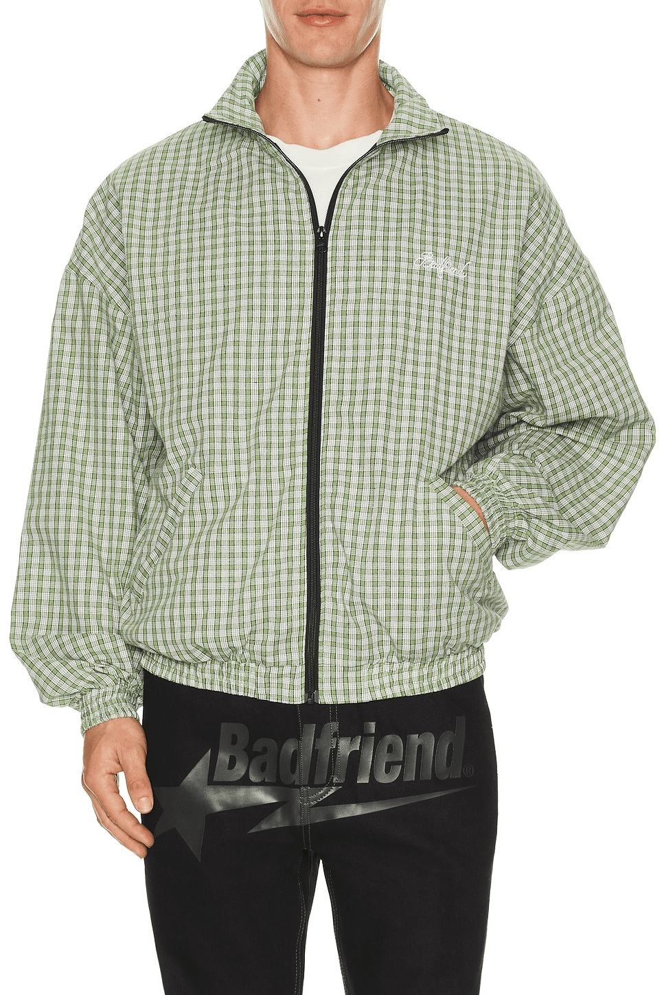 Gingham Plaid Full Zip Jacket - Image 1