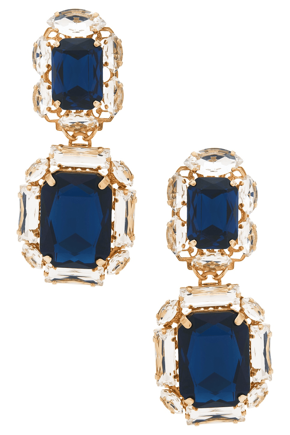 Omega Clasp Double Square Drop Earrings - Image 1