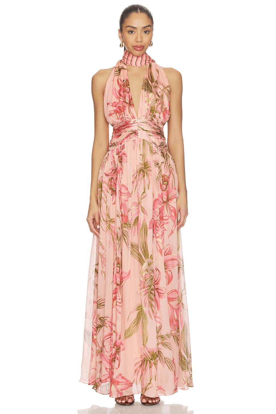 Ruched Sash Maxi Dress - Image 1