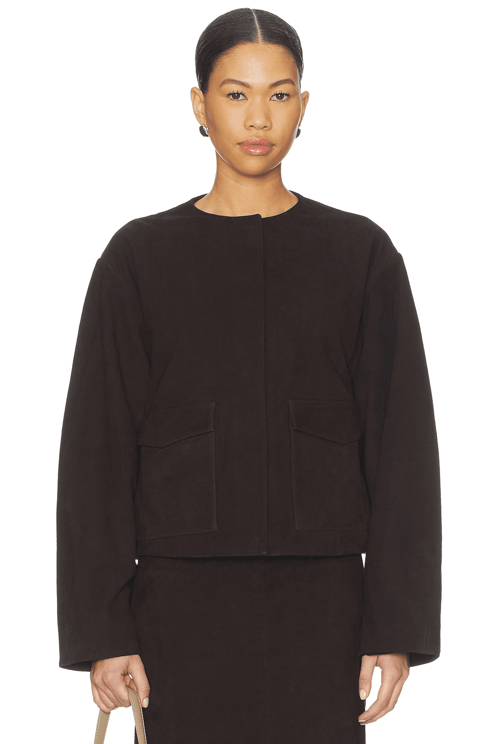 Suede Utility Cocoon Bomber - Image 1