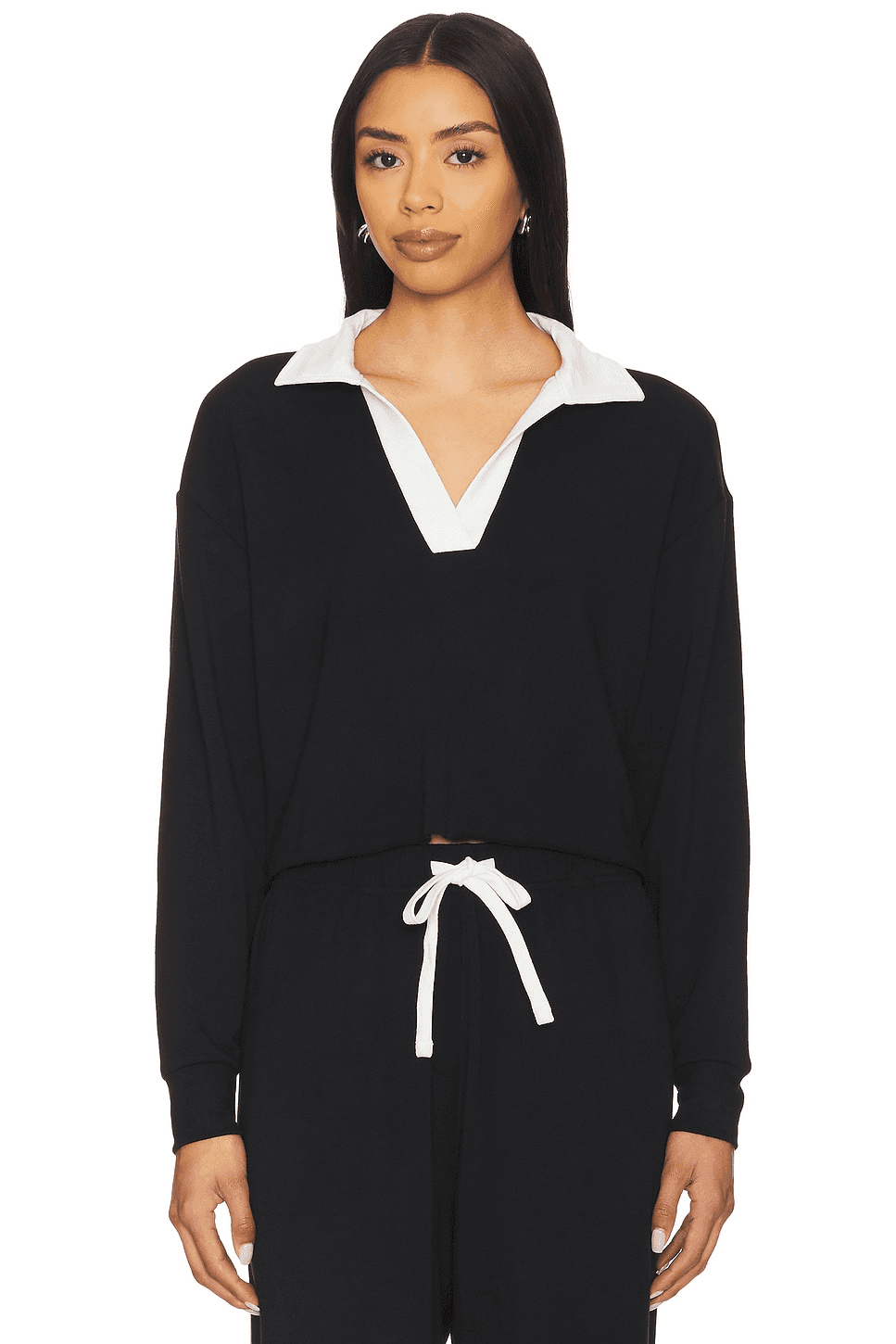 Joan Fleece Polo Long Sleeve Top - Image 1