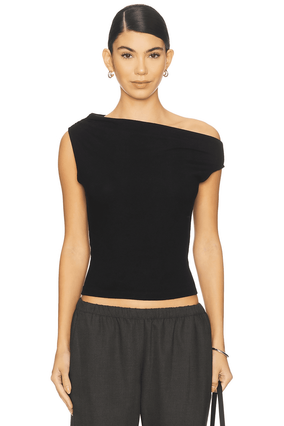 Lauren Ruched Asymmetrical Shoulder Top - Image 1