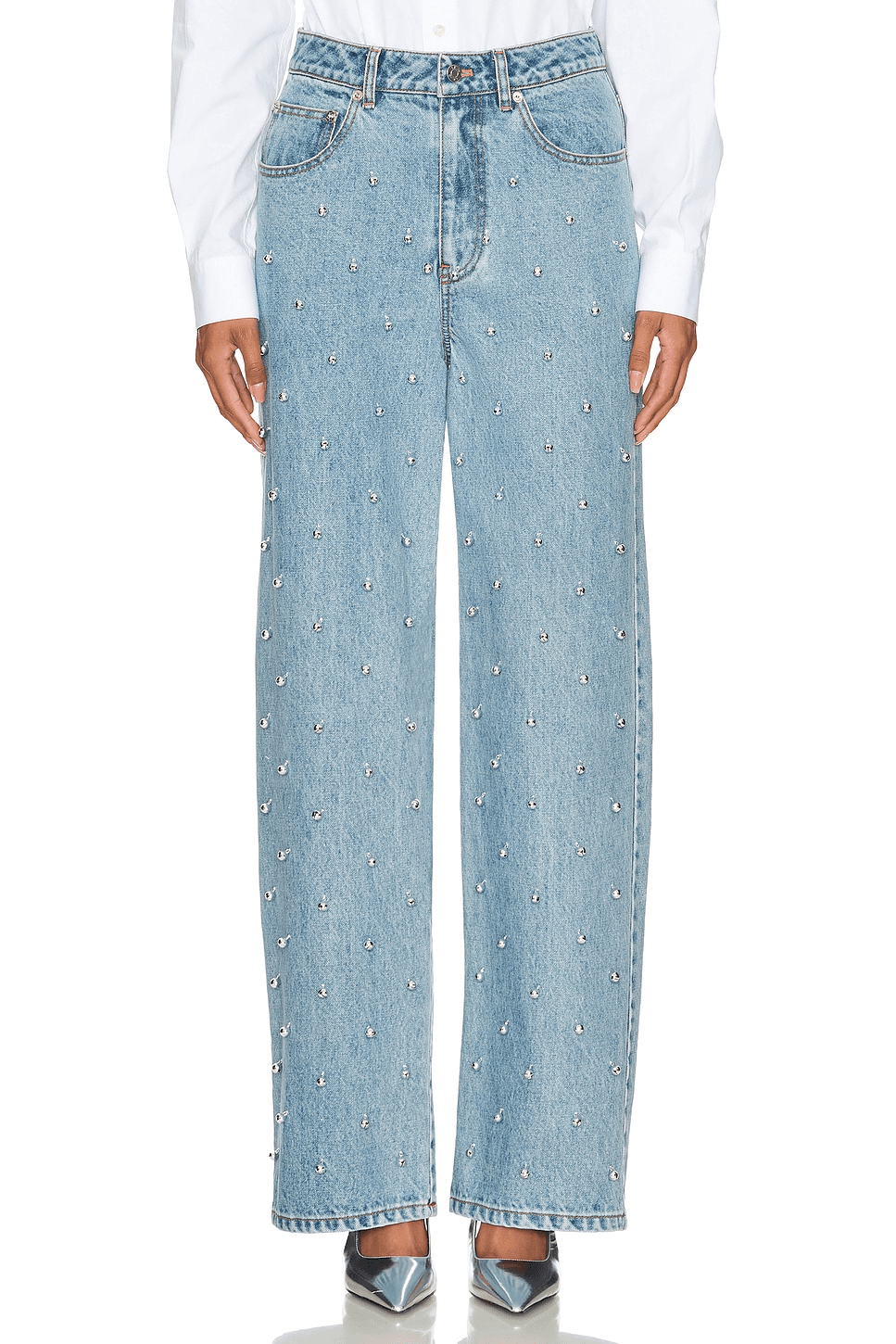 Bubble Embroidered Straight Leg Jeans - Image 1
