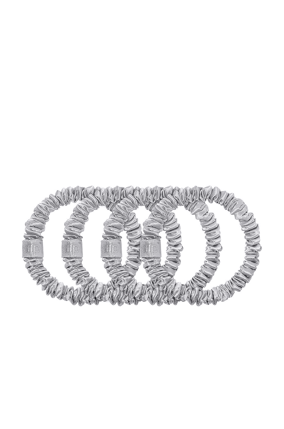 Skinny Scrunchies 4 Pack In Silver - Image 1