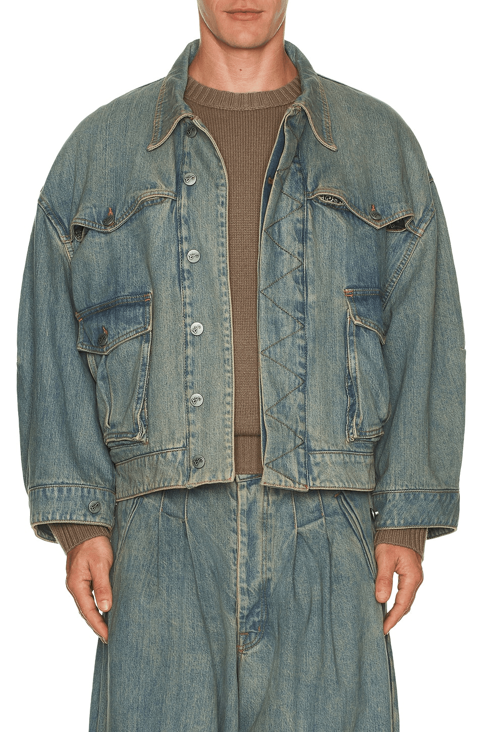 Washed Indigo Reversible 7 Pocket Japanese Denim Jacket - Image 1