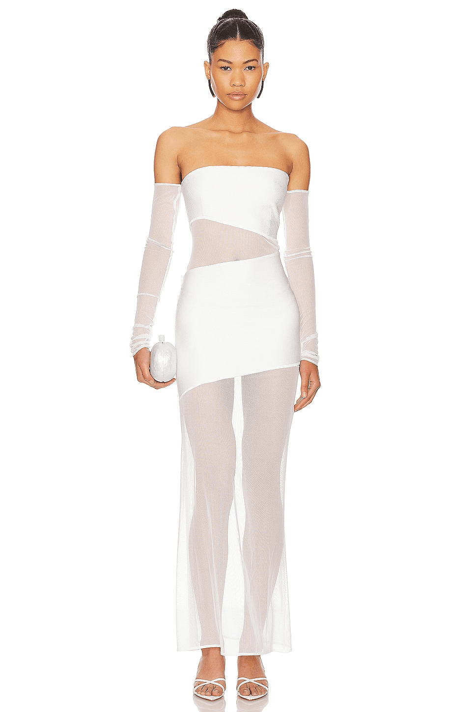 Long Sleeve Cut Out Mesh Dress - Image 1