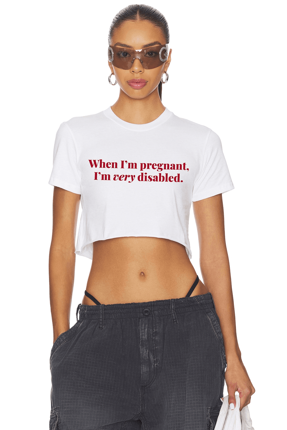 Cardi B Crop Tee In White - Image 1