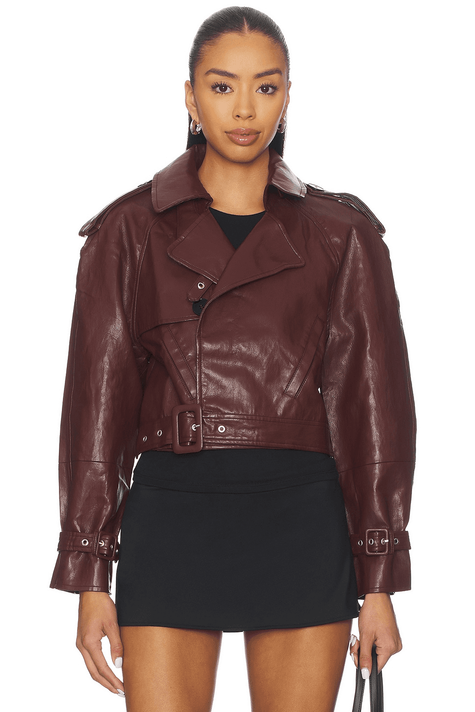Ellery Faux Leather Belted Jacket - Image 1