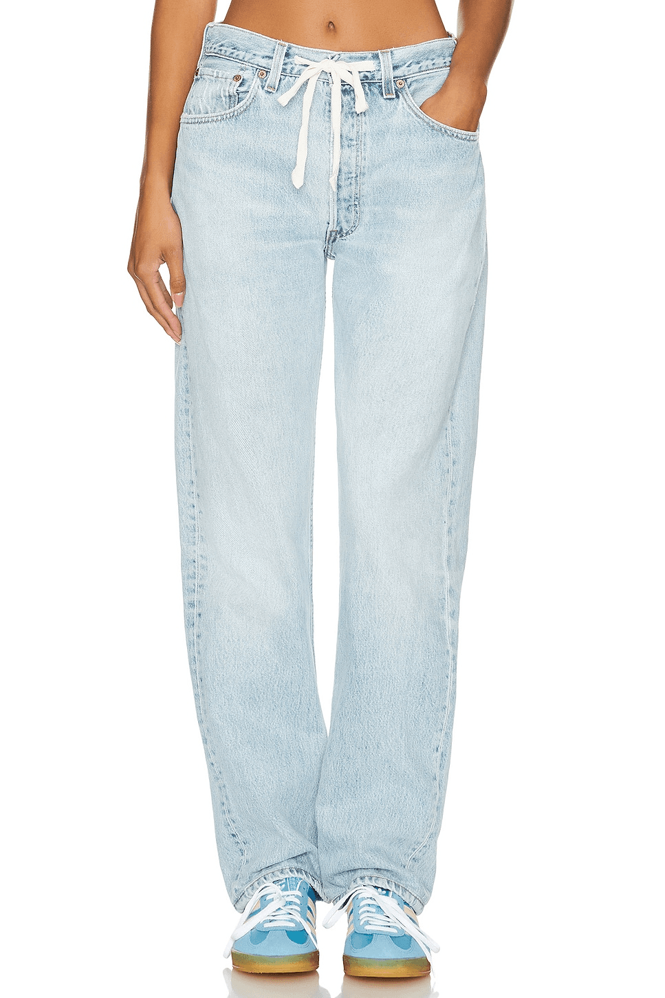 Vintage Drawstring Wide Leg Jeans - Image 1