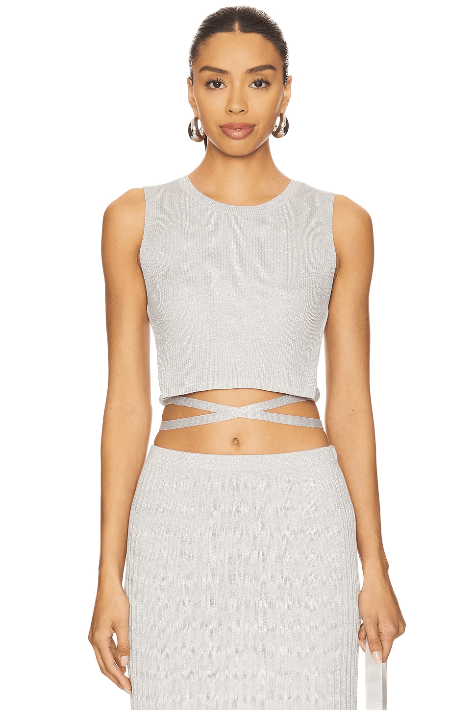 Stevie Cropped Lurex Tie Tank - Image 1