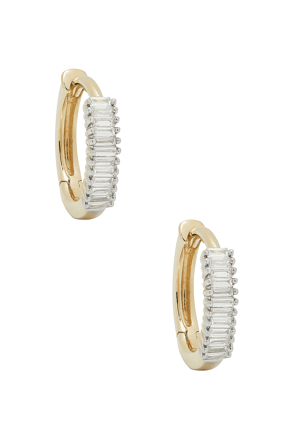 Up and Down Baguette Diamond Huggie Earrings - Image 1