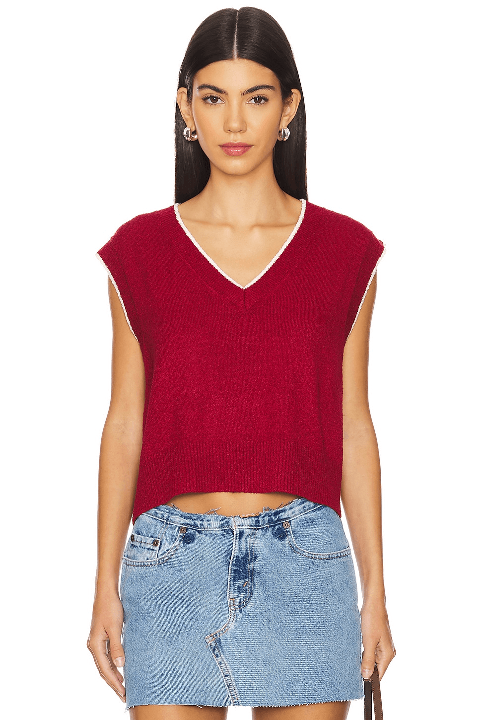 Boucle Knit V Neck Sweater Vest - Image 1