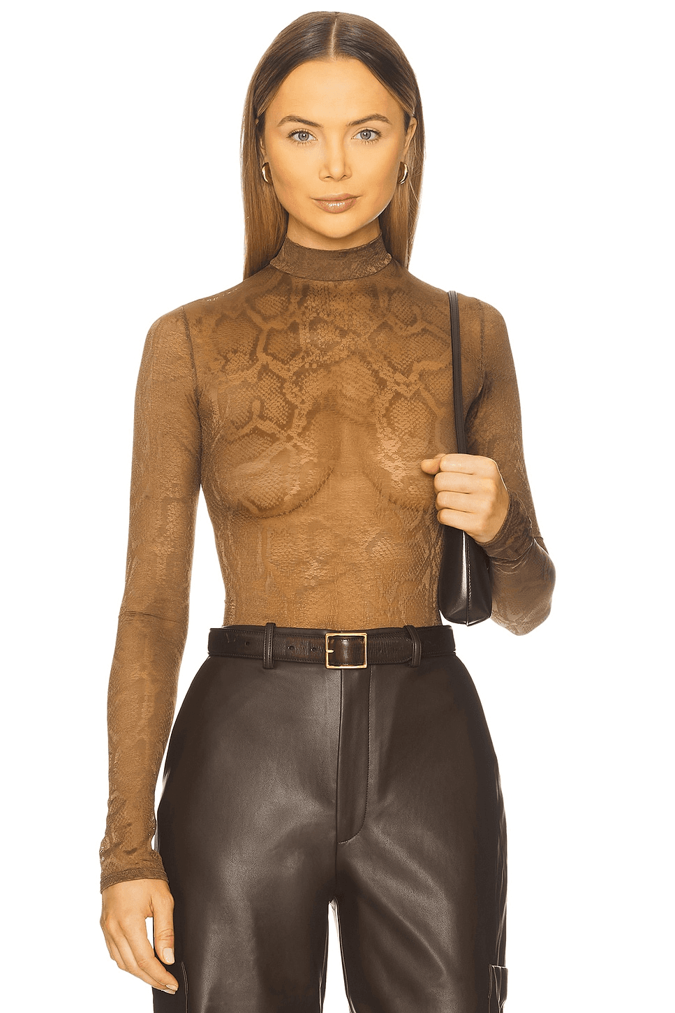 Snake Lace Mock Neck Bodysuit - Image 1