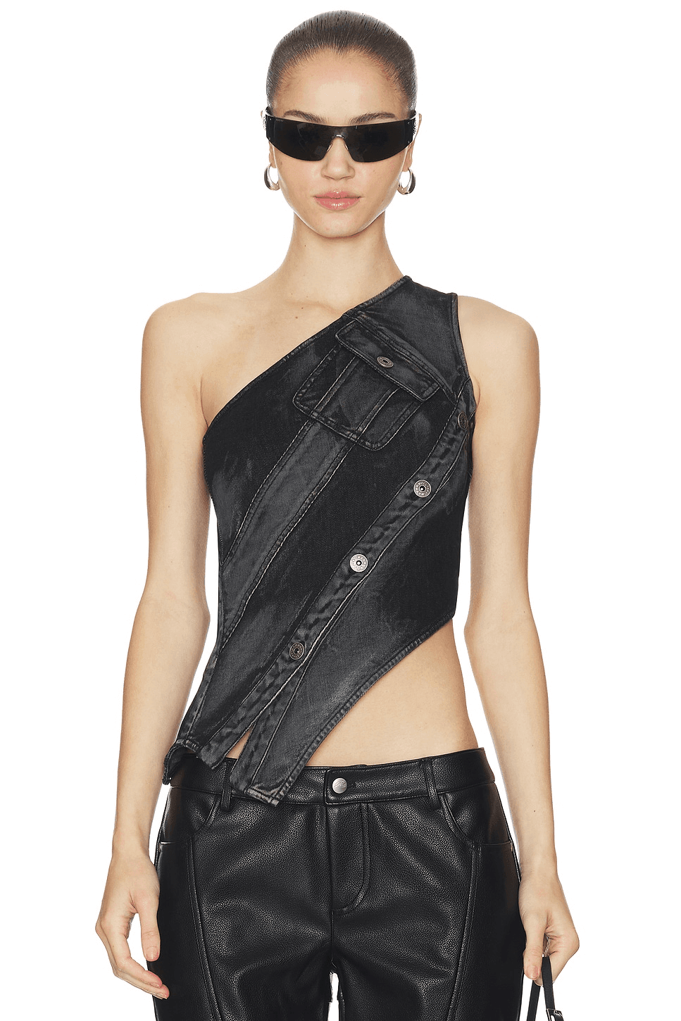 Asymmetric Denim Top - Image 1