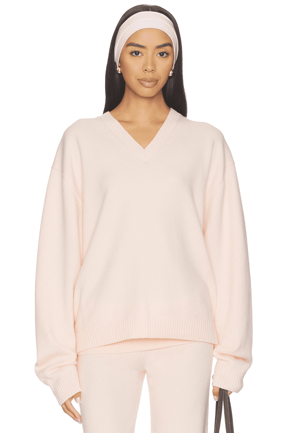 Wool Cashmere V Neck Pullover Sweater - Image 1