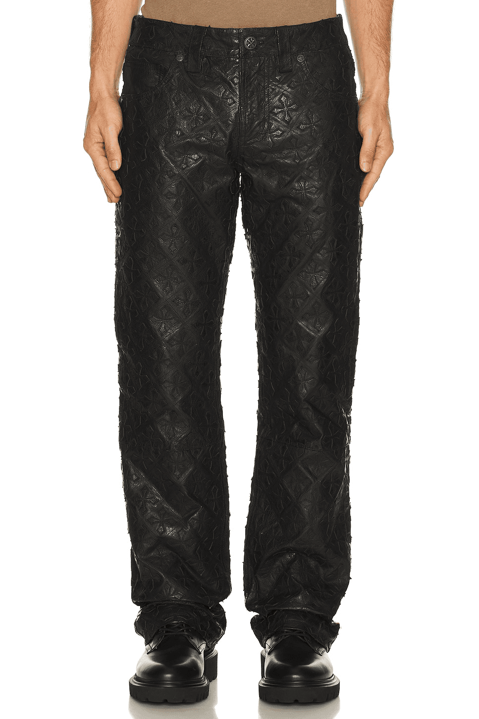 Quilted Cross Leather Pant - Image 1