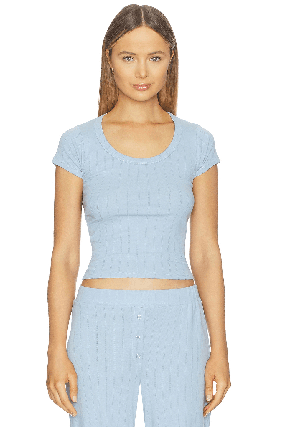Pointelle Scoop Tee - Image 1
