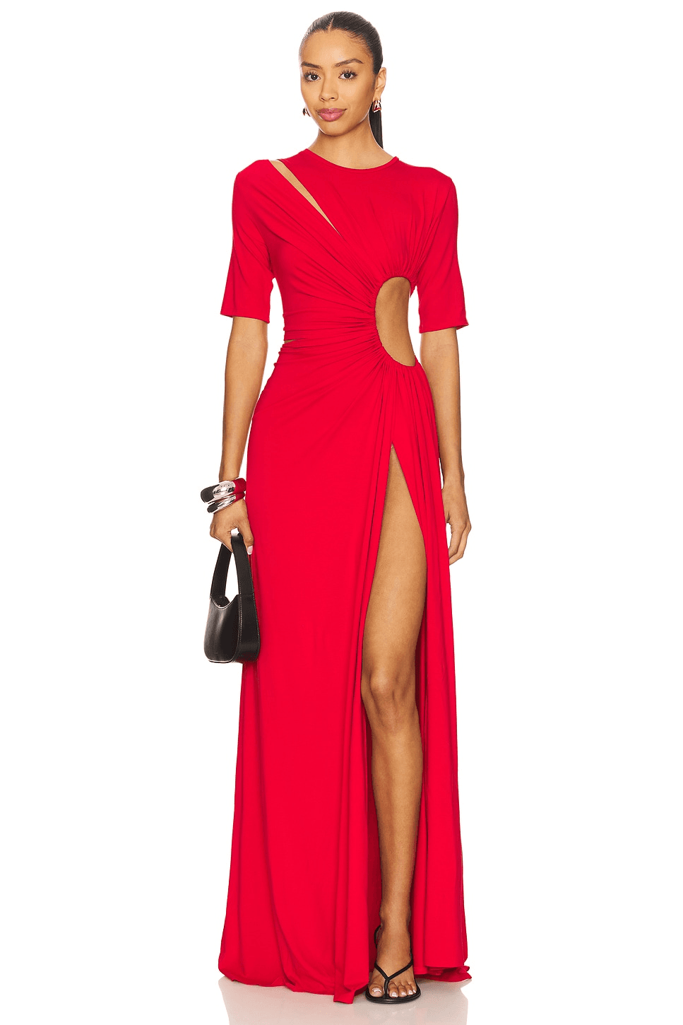 Gathered Slit Maxi Dress - Image 1