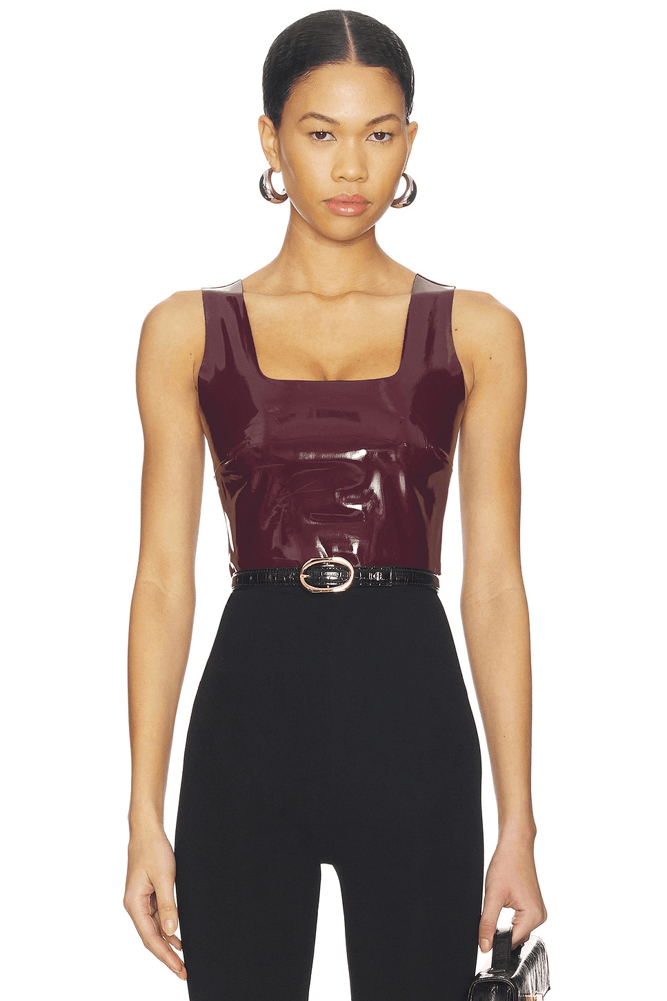 Faux Patent Leather Crop Top - Image 1