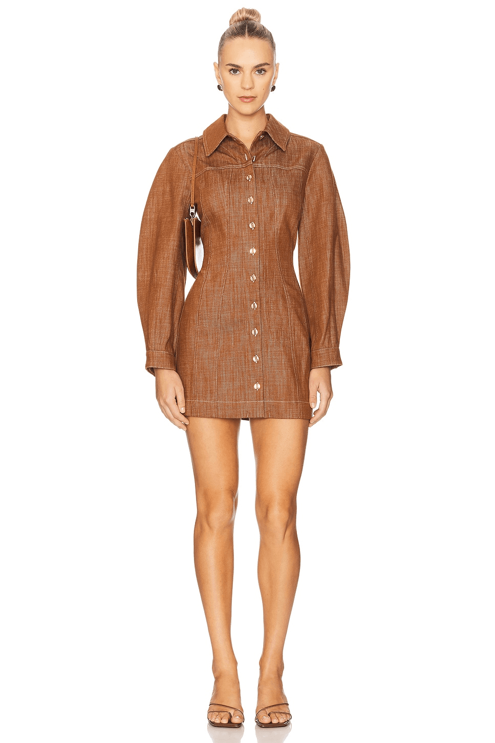 Seamed Leg Of Mutton Sleeve Mini Dress - Image 1