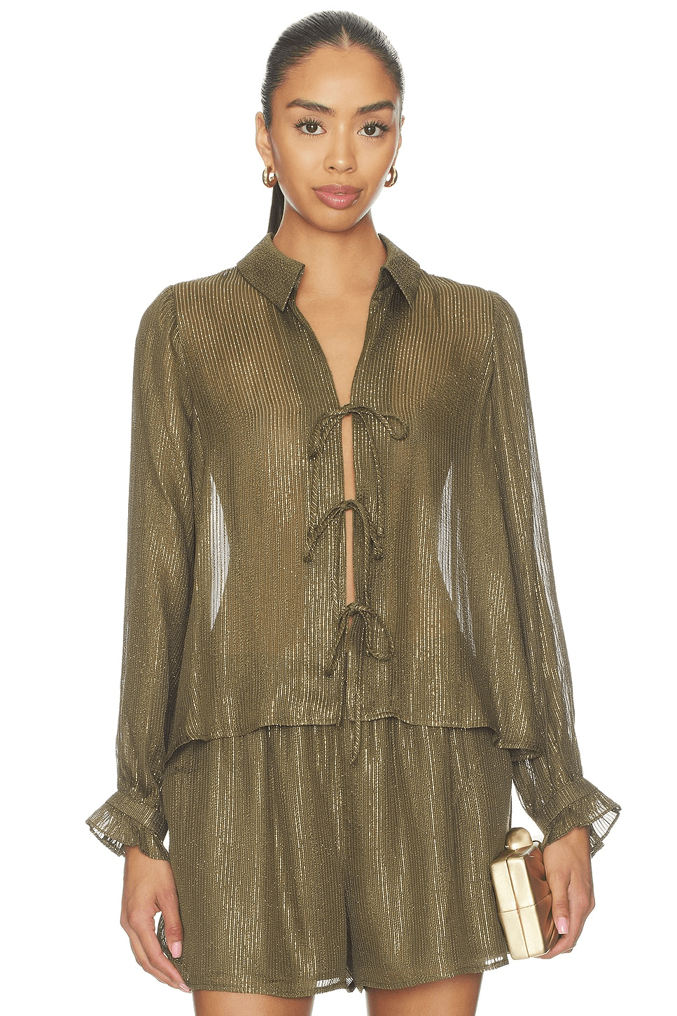 Niecey Metallic Chiffon Blouse - Image 1
