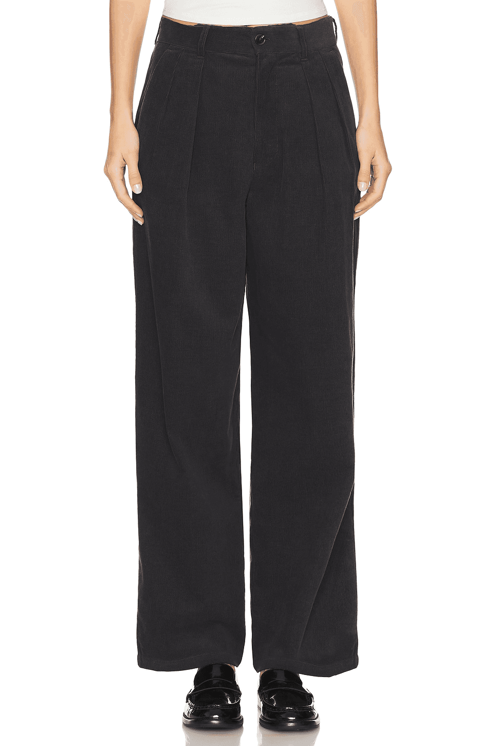 Wide Leg Pleated Corduroy Pant - Image 1