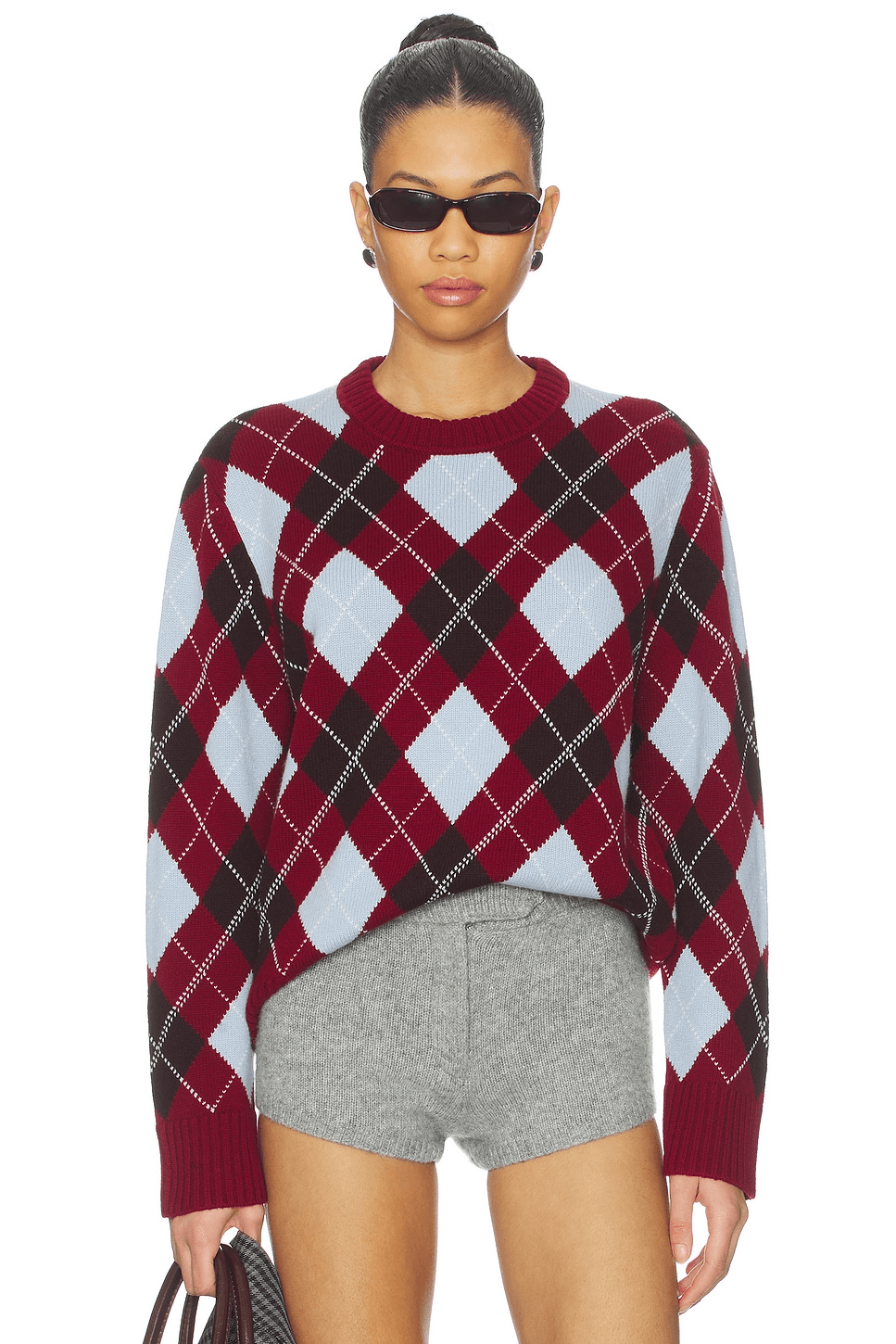 Boyfriend Argyle Crewneck Sweater - Image 1