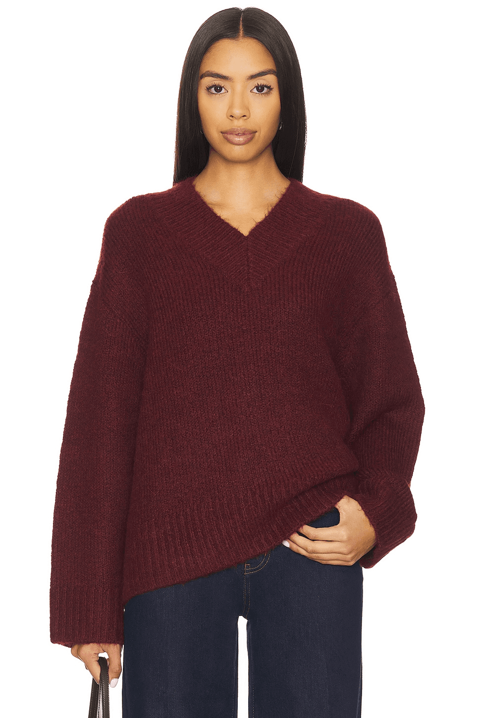 Talia Chunky V-Neck Long Sleeve Sweater - Image 1