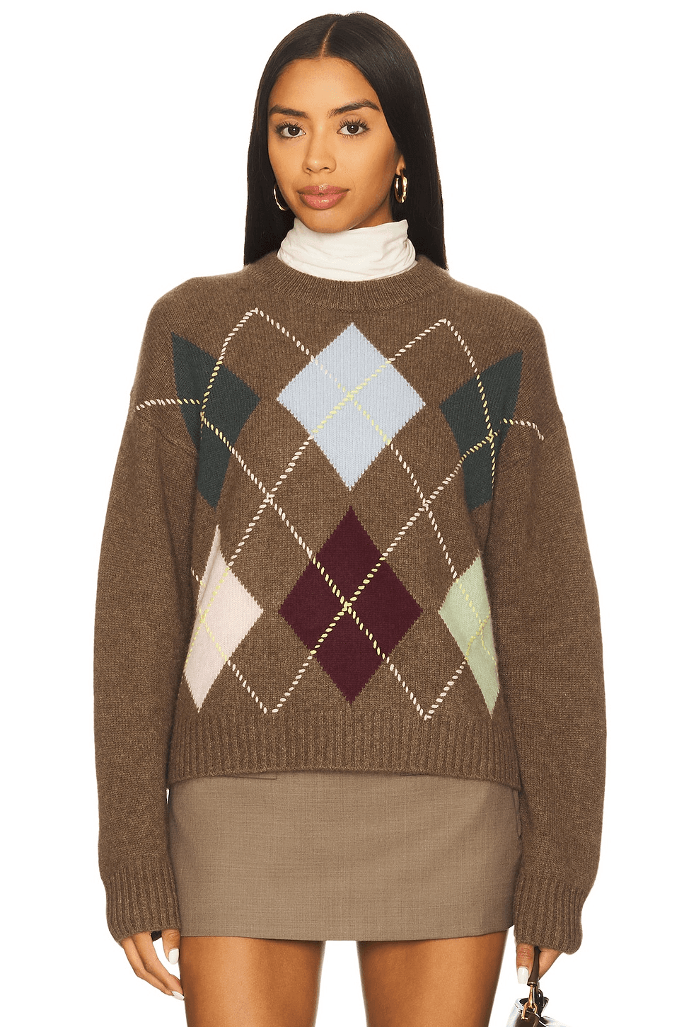 Cashmere Argyle Crew Sweater - Image 1