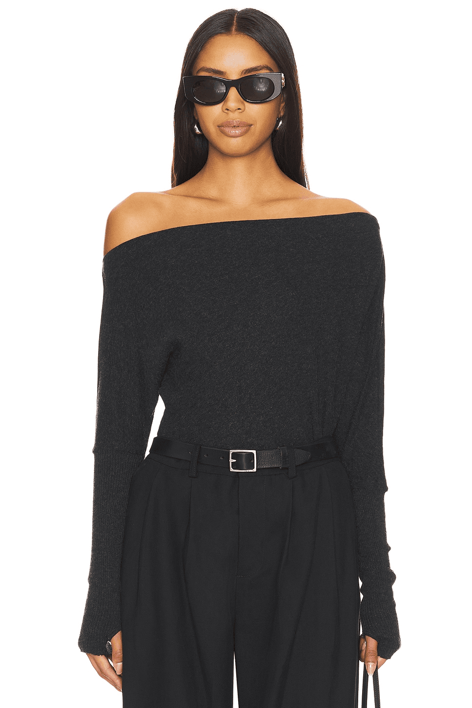 Cashmere Cuffed Off-shoulder Long Sleeve - Image 1
