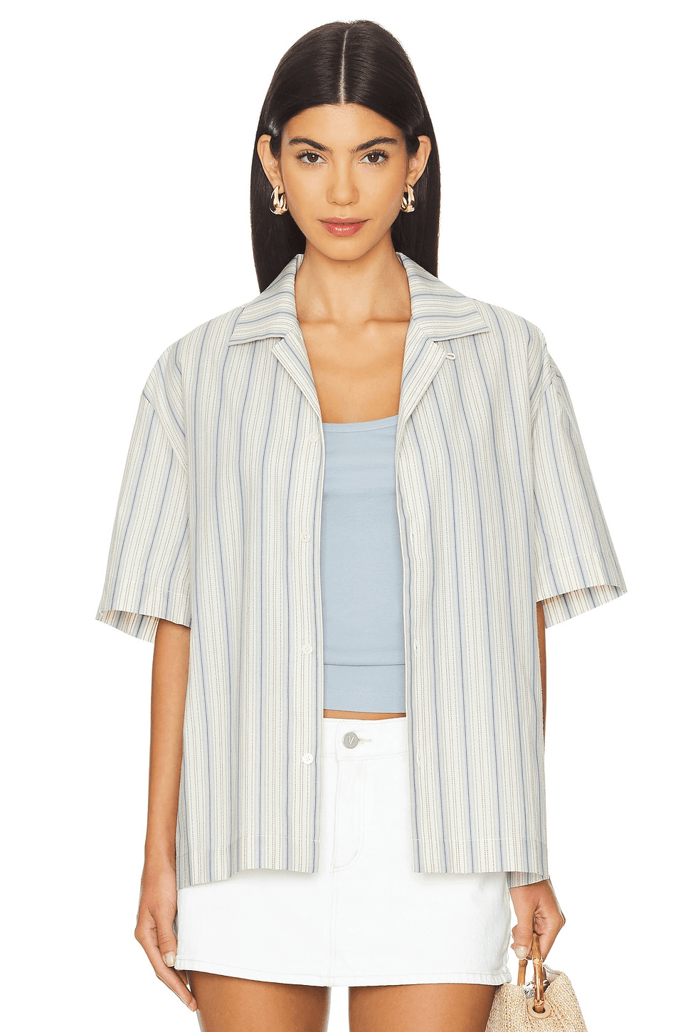 Textured Stripe Camp Shirt - Image 1