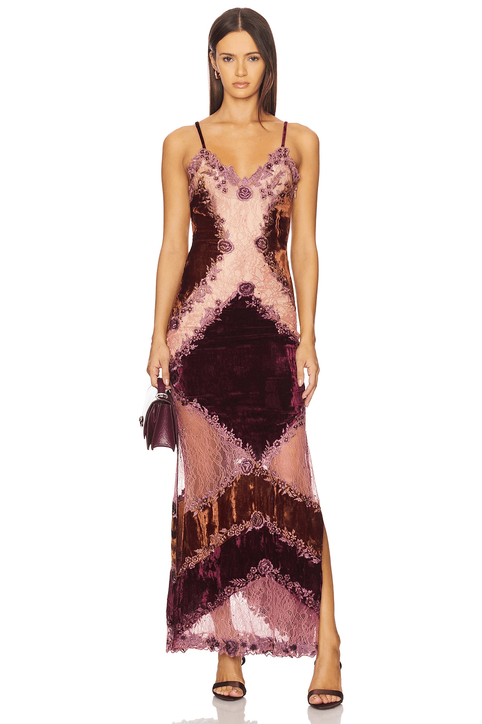 Julia Purple Lace Slip Dress - Image 1