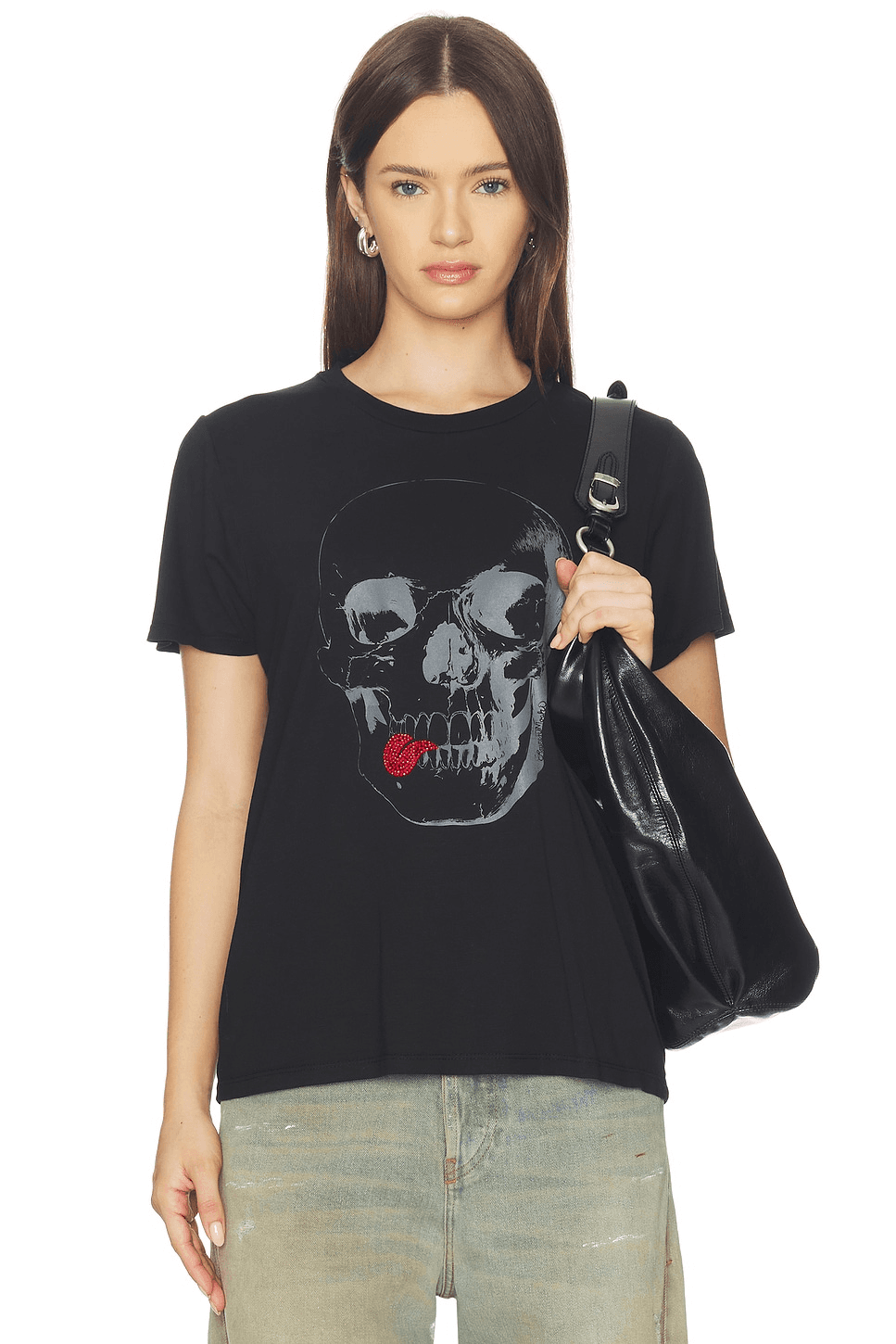 Crystal Tongue Skull Boyfriend Tee - Image 1