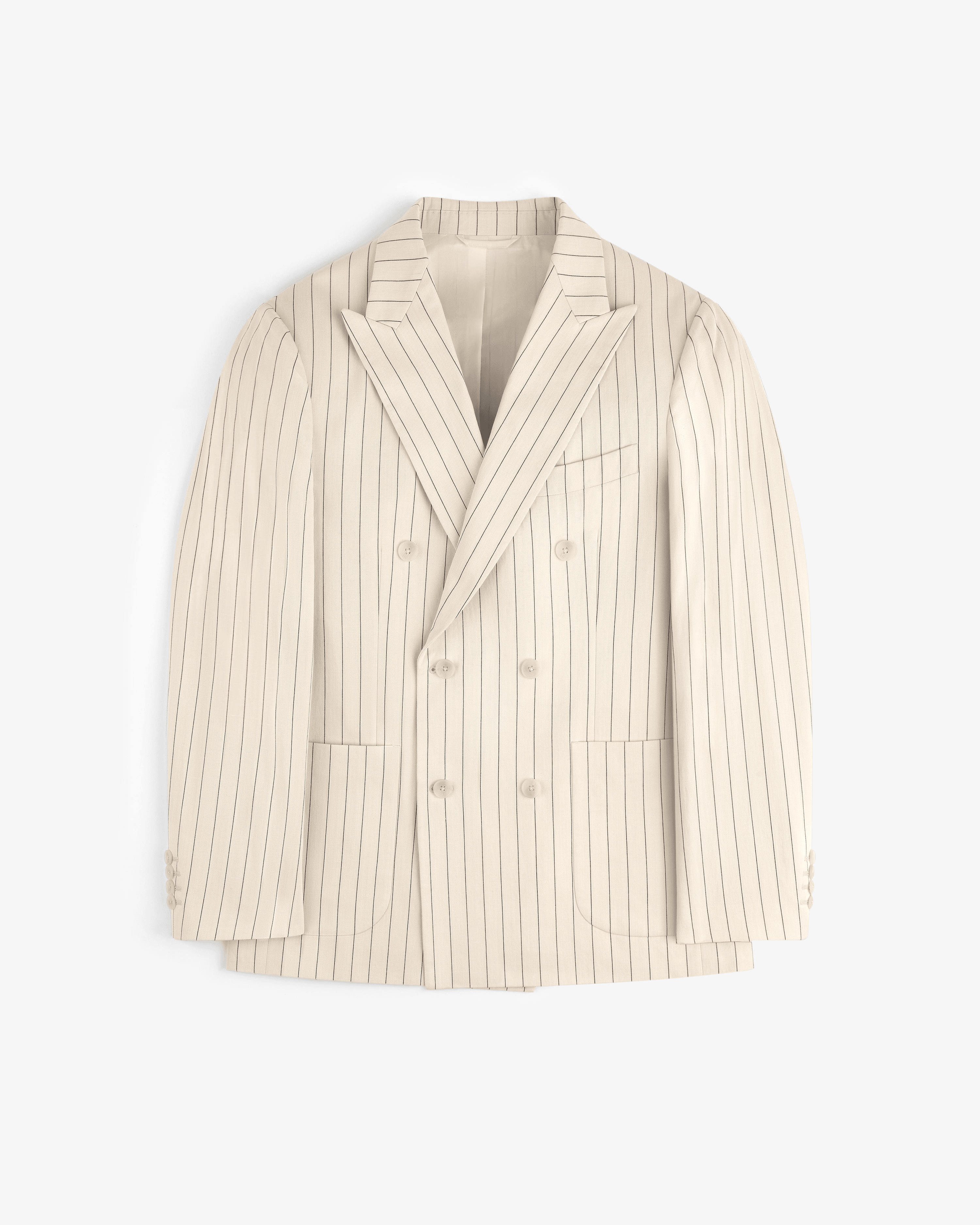 Double-Breasted Pinstripe Suit Jacket - Image 1
