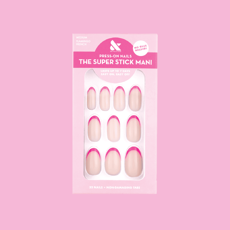 Flamingo French | Medium | Oval - Tab Press-On - Image 1