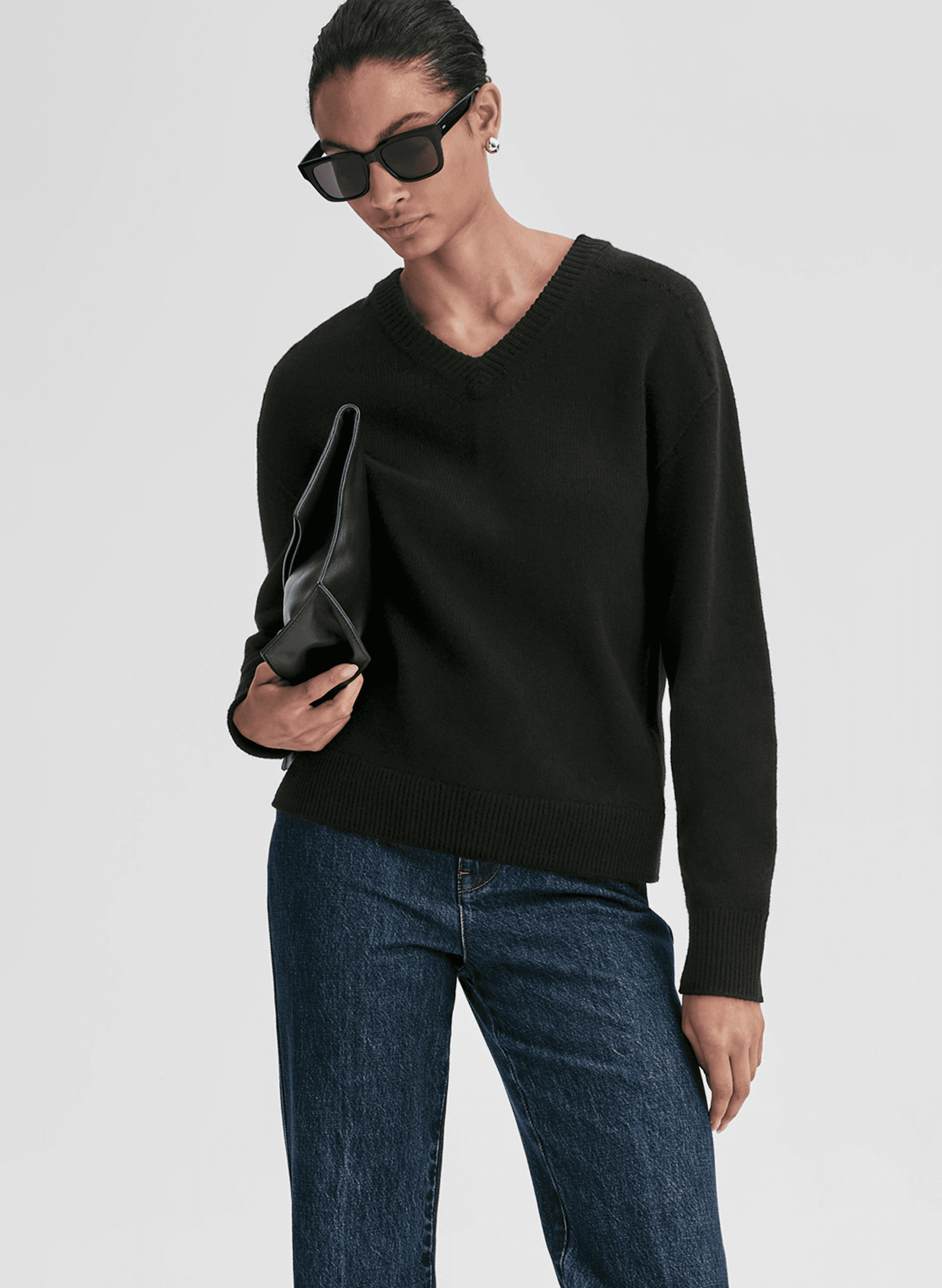 Calven Cashmere V Neck Sweater - Image 1