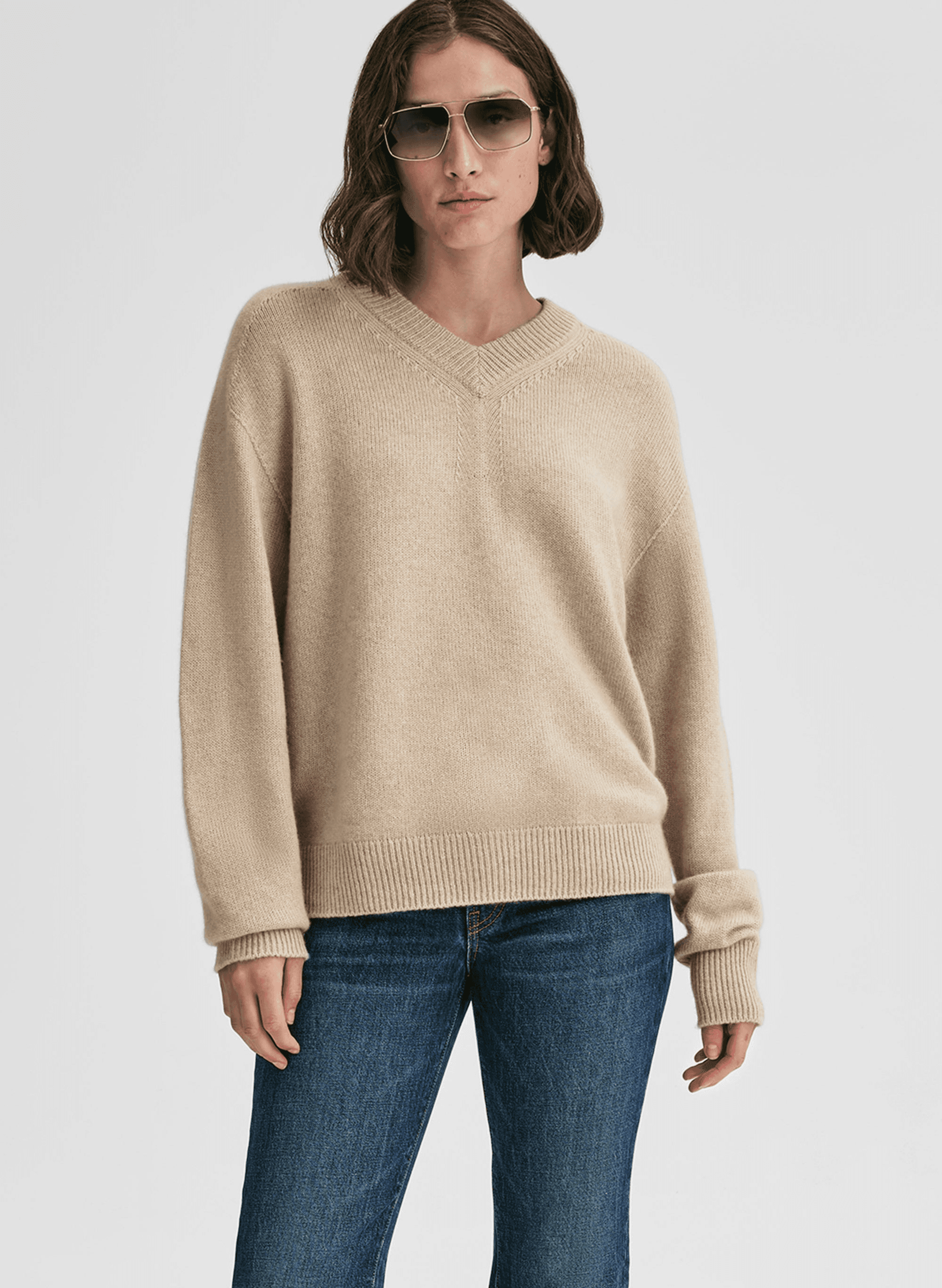 Calven Cashmere V Neck Sweater - Image 1