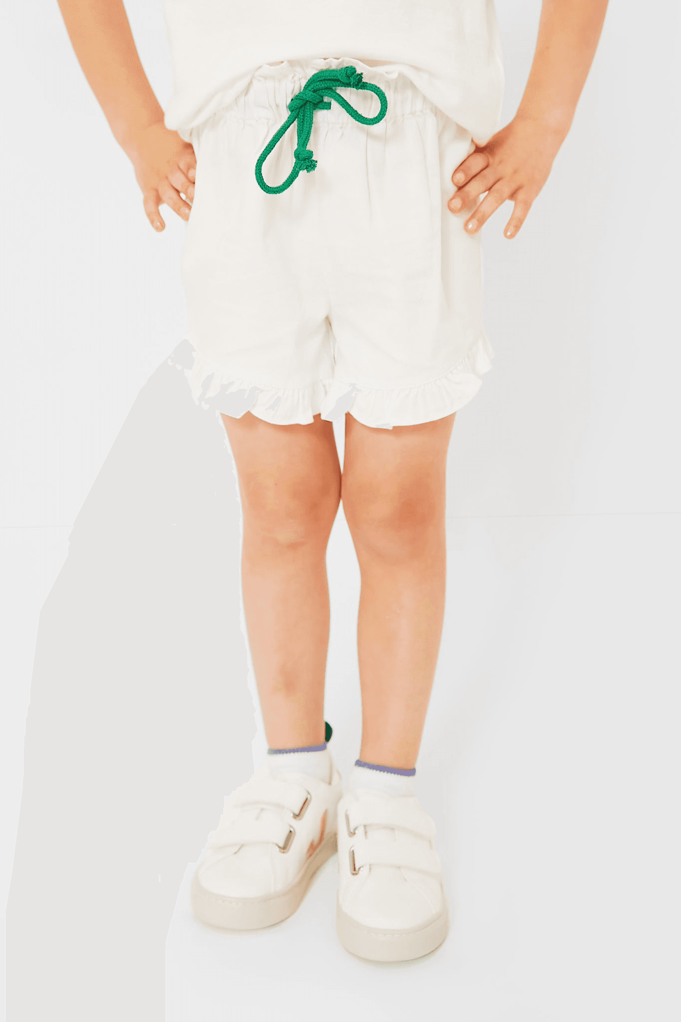 Exclusive Green Piping White Stella Shorts - Image 1