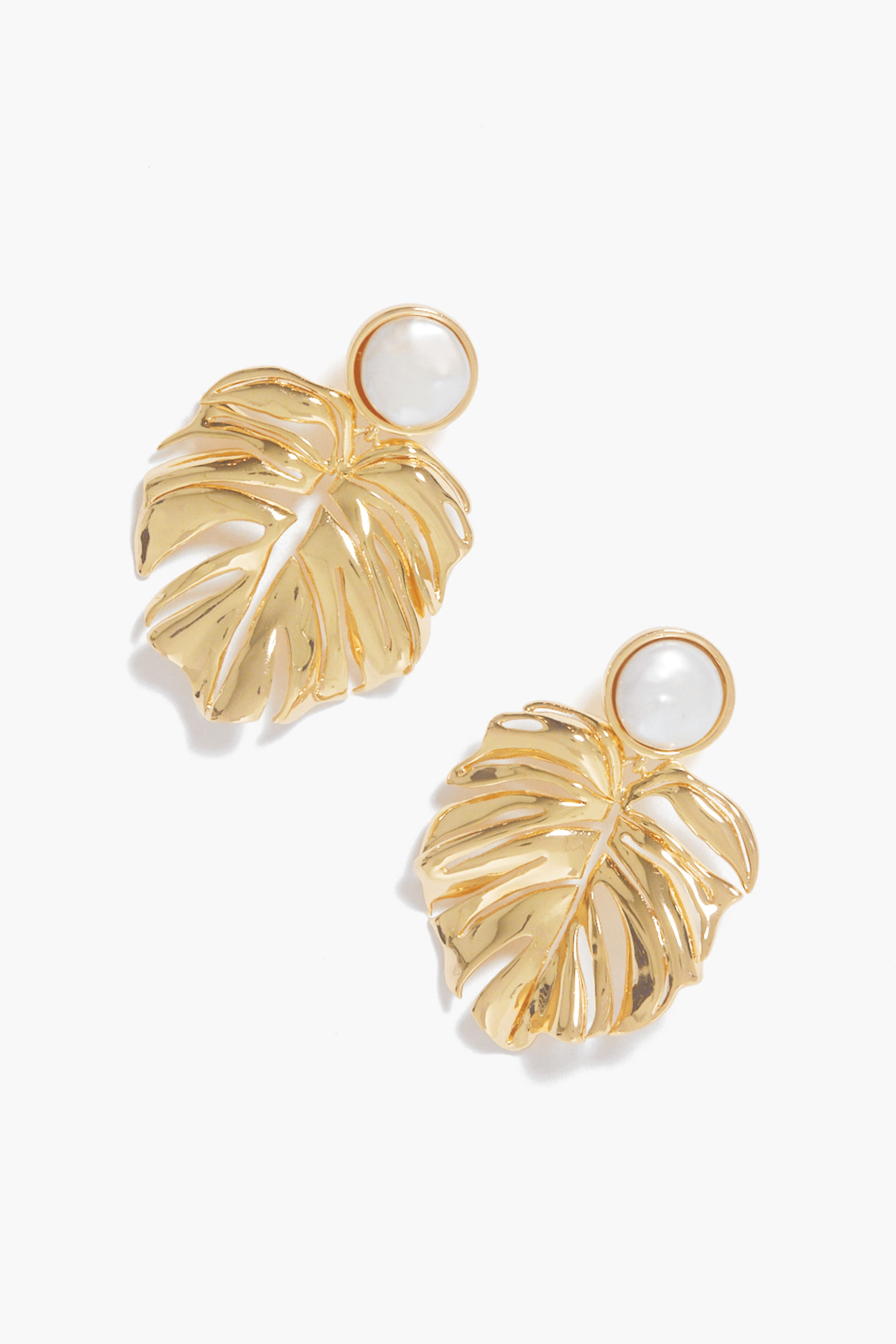 Lux Palm Pearl Earrings - Image 1