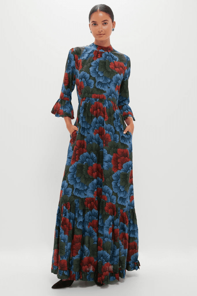 High Neck Bell Sleeve Maxi Dress - Image 1